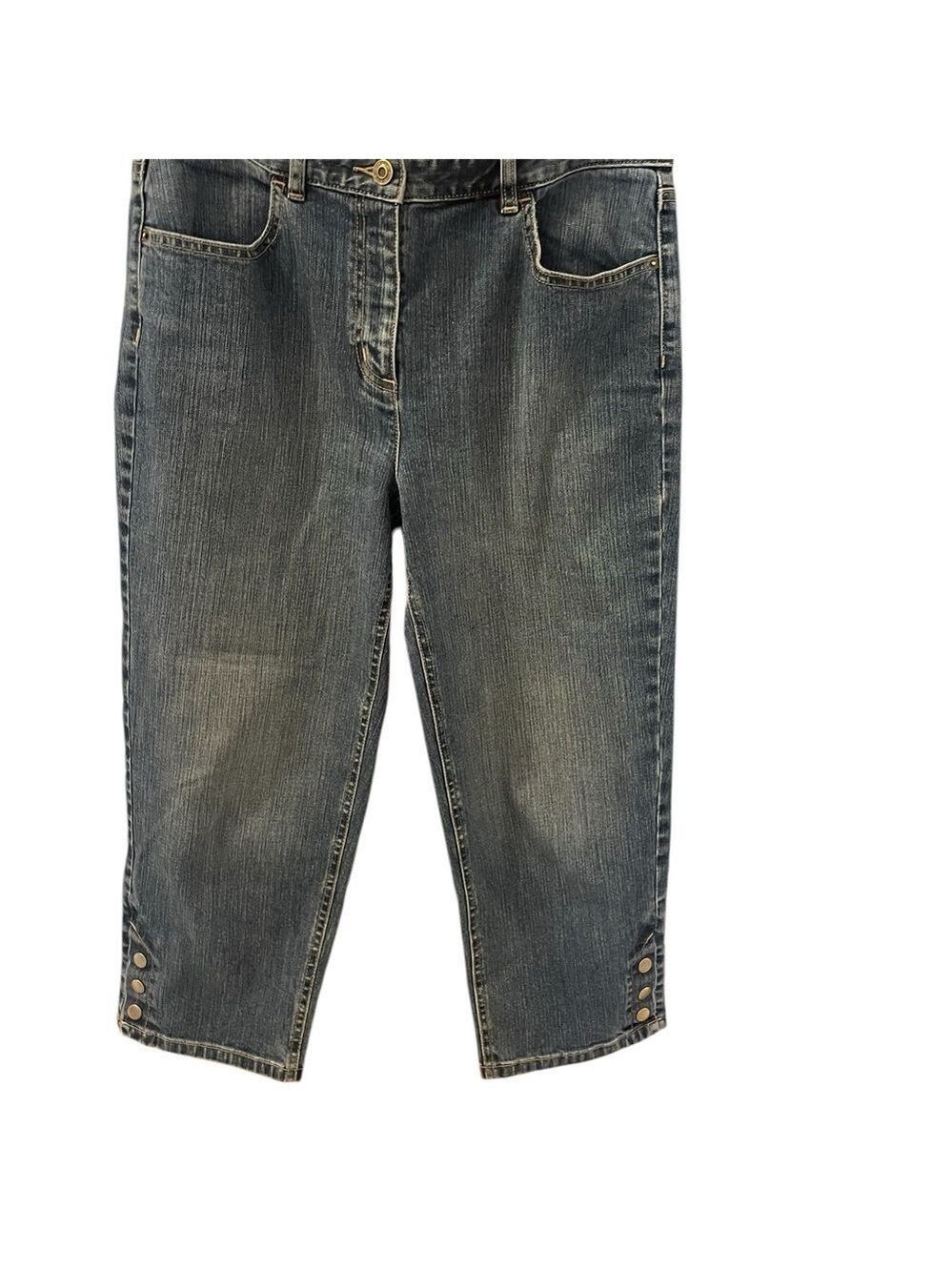 Talbot’s Crop Straight Leg Stretch Jeans, Size 10, Faded Denim, Button Detail - Picture 2 of 10
